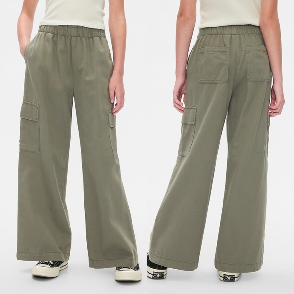Gap Kids' Wide Leg Pull-On Cargo Pants, Green Sz XXL 14-16